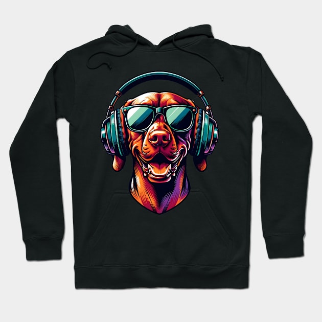 Vizsla Smiling DJ in Bold Japanese Artwork Style Hoodie by ArtRUs